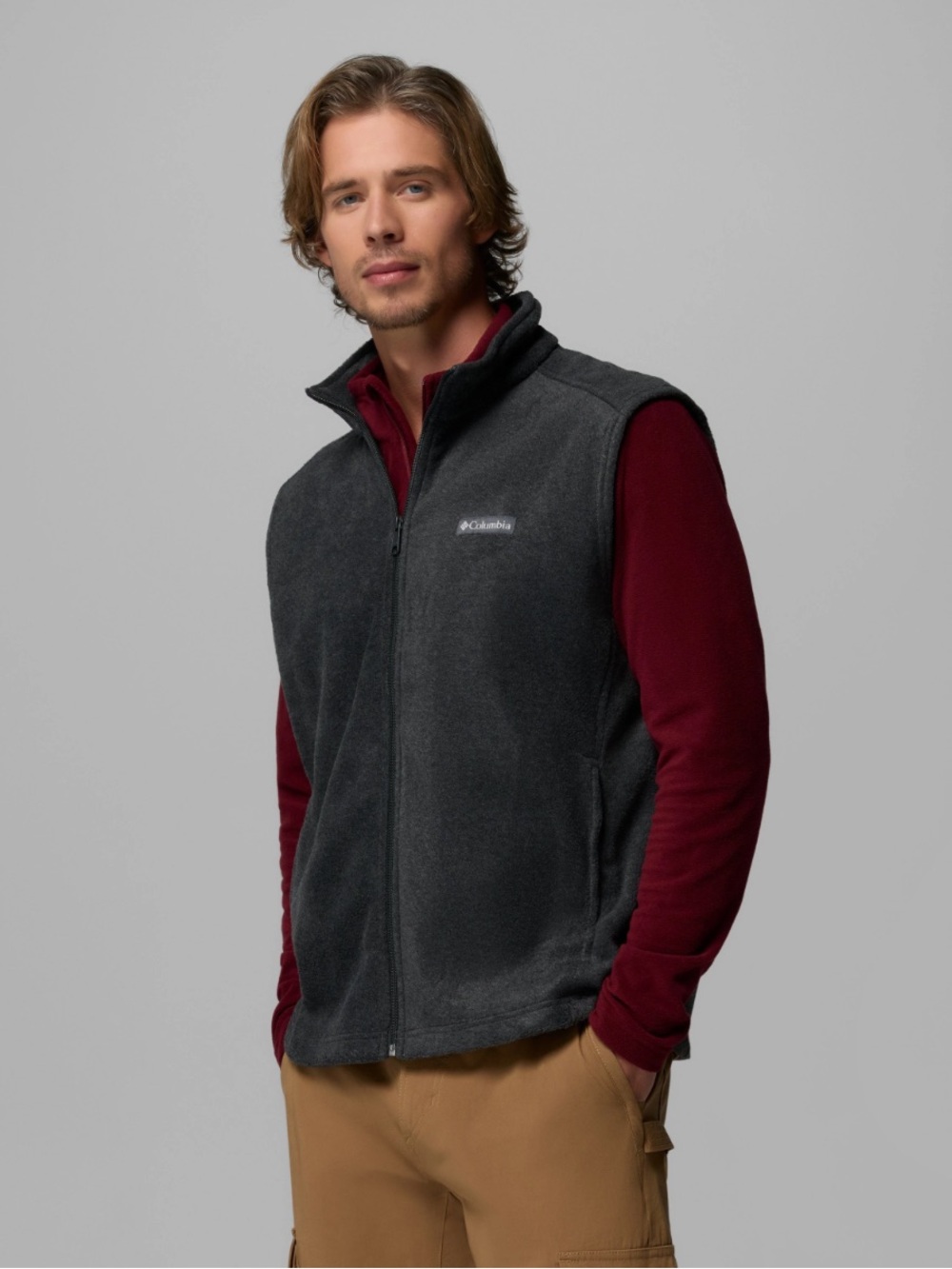 Columbia Men's Steens Mountain Fleece Vest Charcoal Full Zip Size Medium